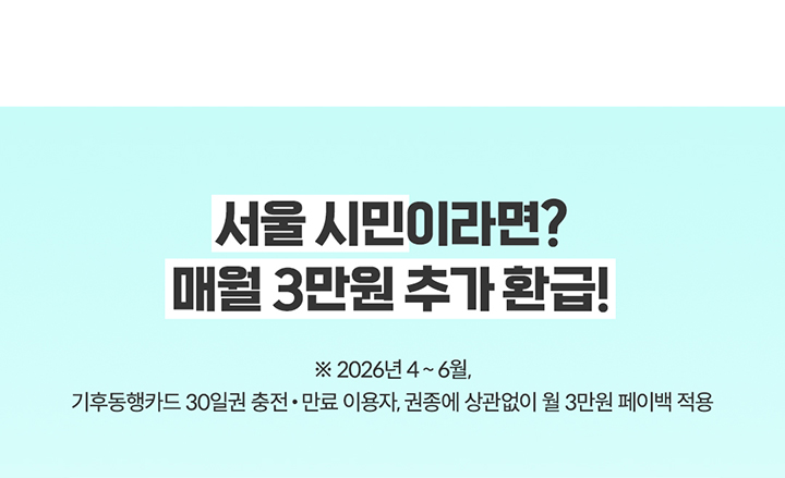 서울 시민이라면? 매월 3만원 추가 환급!
